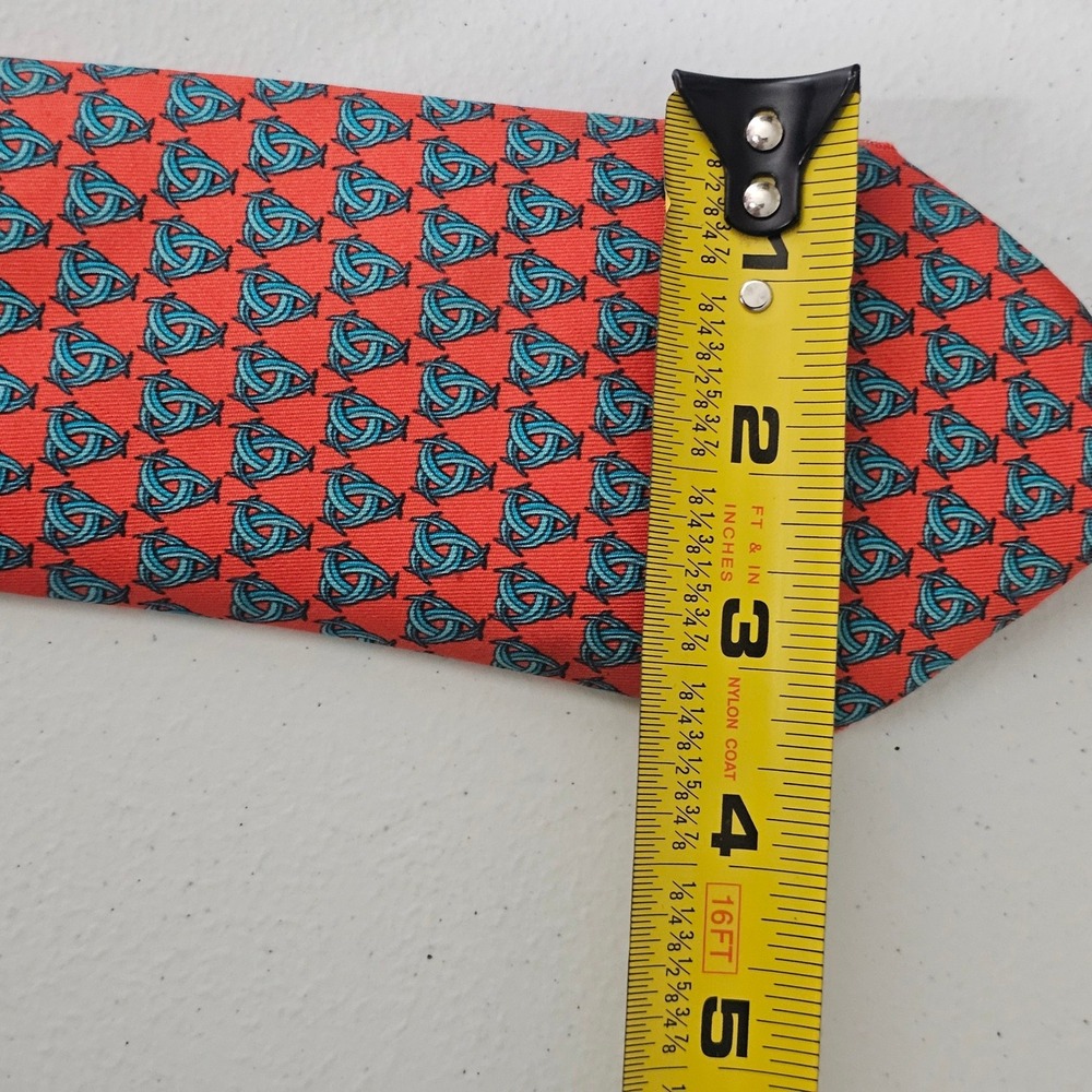 Hermes Silk Tie Red Blue Geometric Celtic Knot French Designer Luxury Old Money - Picture 8 of 8